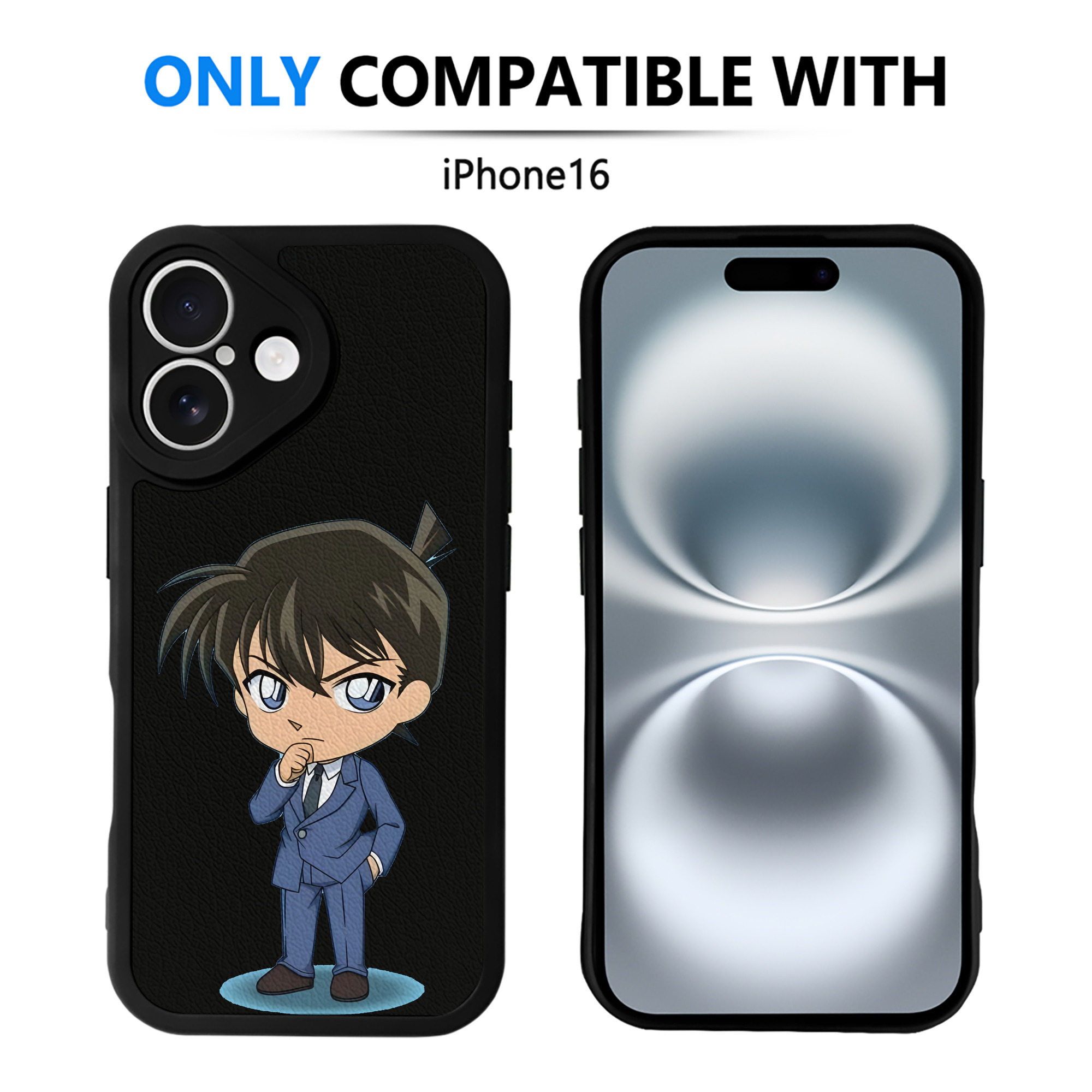 （画像用） 名探偵コナン 江戸川 コナン Detective Conan Conan Edogawa 【iPhone 16シリーズ対応】シリコンスマホケース（レザー調） 材質：シリコン